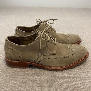 Trask Shoes Mens Size 12 M Beige Suede Wingtip Brogue Dress Oxfords 30-1700